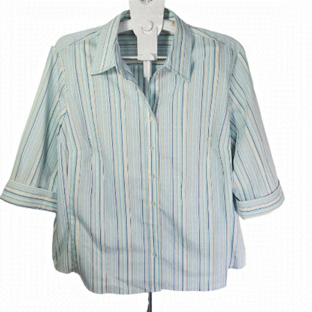 𝅺fred david casual striped button down shirt. size 3x
